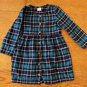 Hanna Andersson Size 5 Girls Plaid Flannel Button-Up Dress 100% Cotton LIKE NEW!